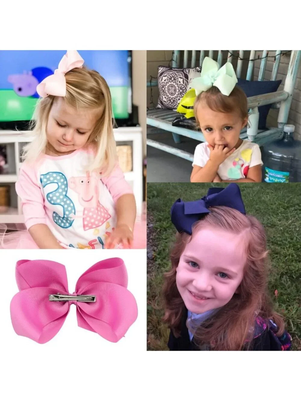 50 Large Grosgrain Hair Bows with Alligator Clips - Perfect for Toddlers